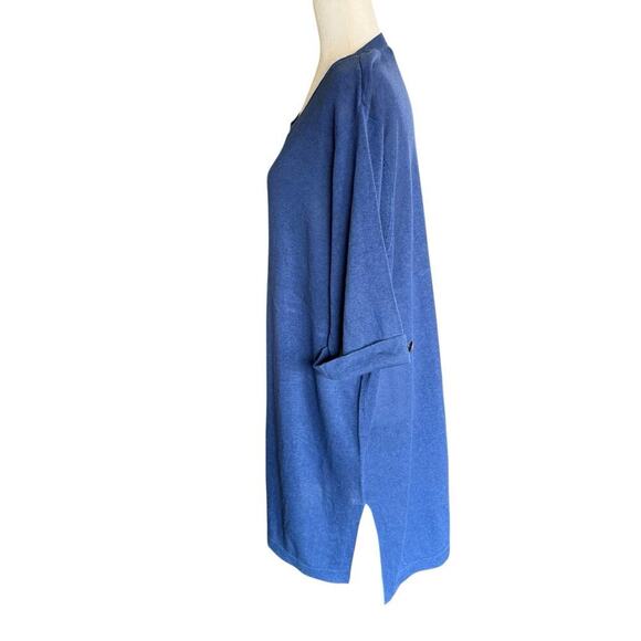 J. Jill Linen Blend Tunic Sweater Dress Blue S/S 2XL Coastal Quiet Luxury Preppy - Picture 3 of 11
